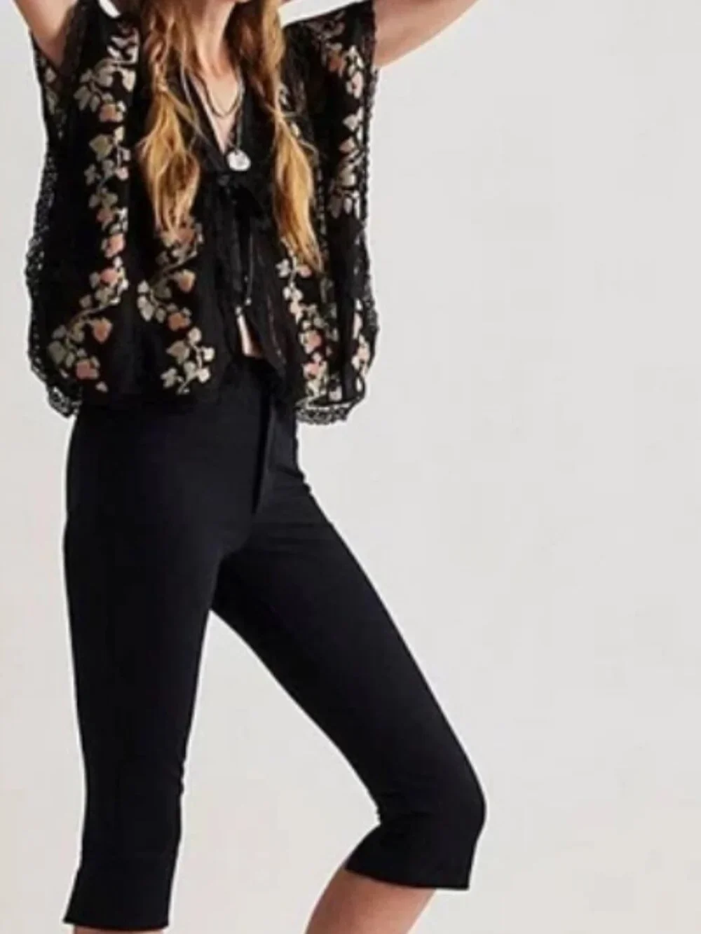 Free People Marigold Printed Shine Lace Top Black Buttondown Lace XS